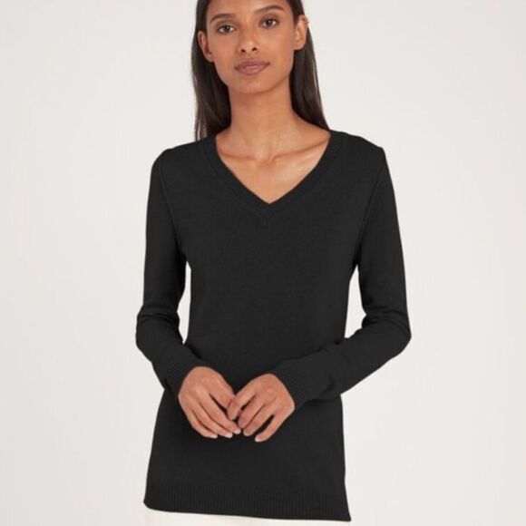 Cuyana Wool Cashmere Black Vneck Sweater L - Picture 5 of 5